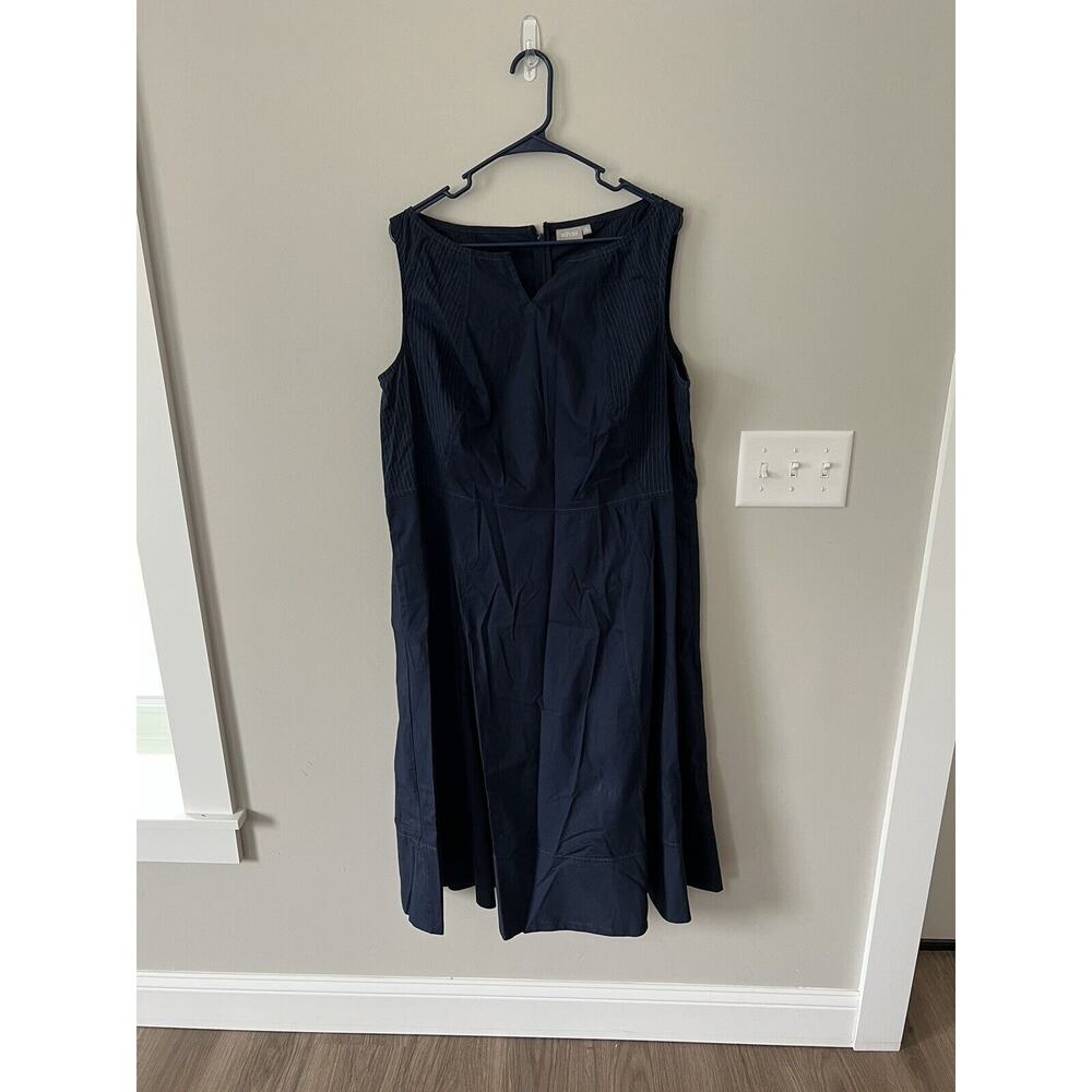 Eshakti Dress Women’s 2XL 20W Poplin Split Neck Blue MIDI Dress